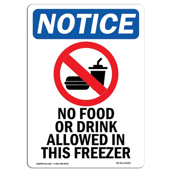 Sign, 5" H, No Food Or Drink Allowed Sign With Symbol, Portrait, NS-D-35-V-14583-10PK